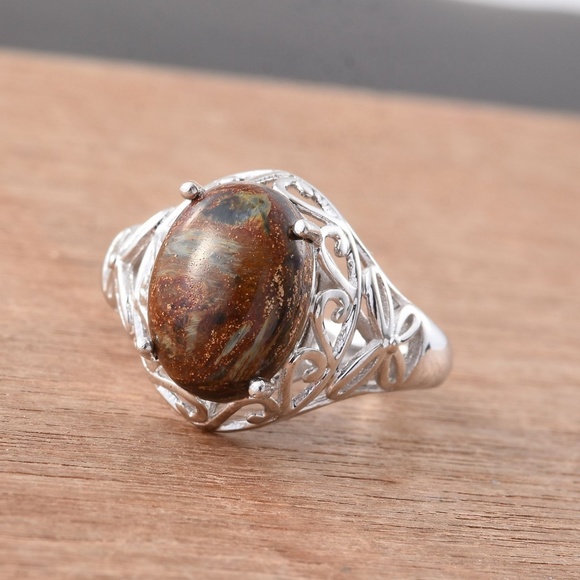 Red Pietersite Openwork Solitare Ring  NWT! - Picture 2 of 5